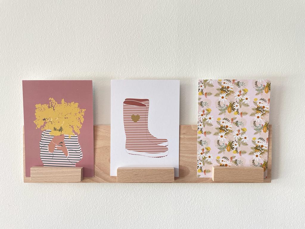 Porte-Cartes mural en Bois Brut